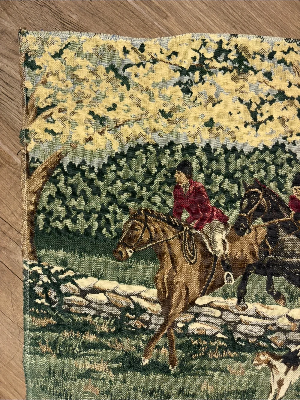 Vintage Equestrian Tapestry Panel